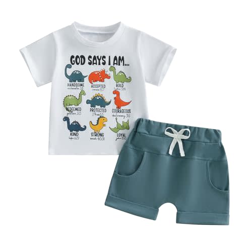 Toddler Boys Summer Clothes Kids Dinosaur Outfit Short Sleeve T Shirt Shorts Sets 6 12 18 24 Months 2T 3T 4T