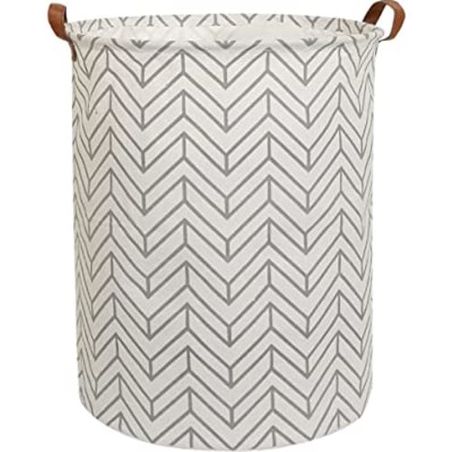 Large Round Storage Bin,Collapsible Storage Baskets, Dirty Laundry Hamper Baskets for Baby Boys and Girls, Office, Bedroom, Toys Nursery Kids Clothes Gift Basket (Grey geometry)