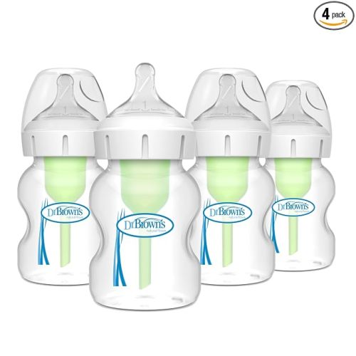 Dr. Brown's Anti-Colic Options+ Wide-Neck Baby Bottles, 5 oz, 4-Pack