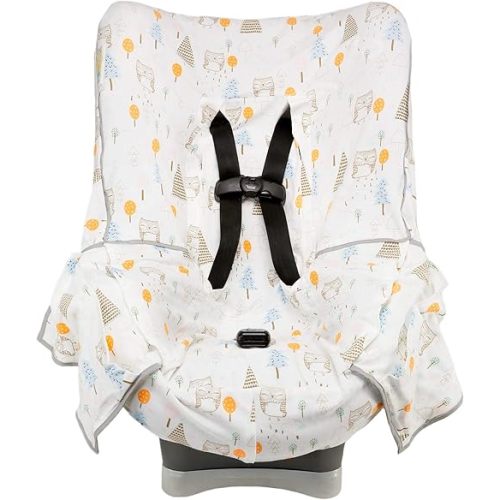 Niko Easy-Wash Children's Car Seat Cover & Liner - 100% Cotton Jersey - Owl Cream/Multi - Fits Most Toddler Car Seats - Universal Fit - Waterproof SEAT Bottom - Machine Wash and Dry