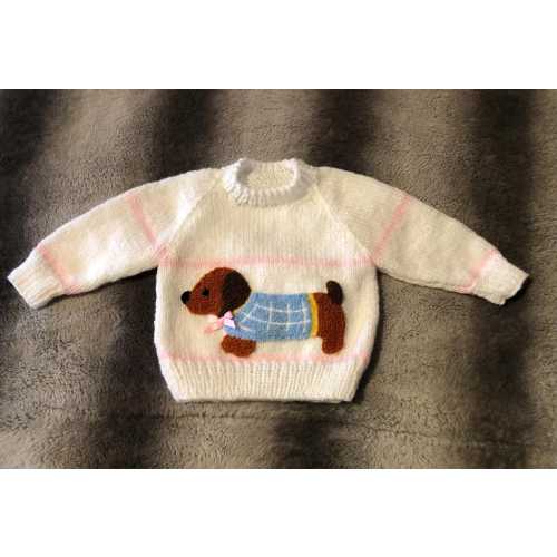 Dachshund Hand Knitted Baby Girls Jumper Sweater