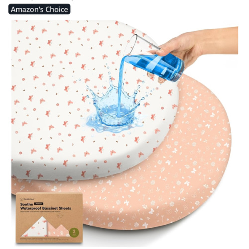2-pk Waterproof Bassinet Sheets Girls, Boys, Cotton - 33x17 Universal Bassinet Mattress Pad Protector Cover, Compatible with Graco,Baby Delight,Chicco,Halo Bassinest Swivel Sleeper Fitted(Butterflies)