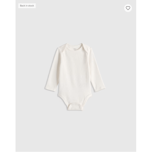 100% Organic Cotton Long Sleeve Bodysuit - Baby in White