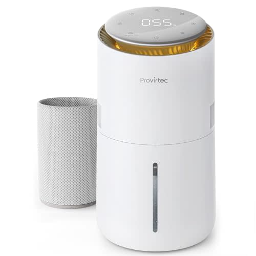 MistFree Evaporative Humidifier for Bedroom, 3L No White Dust for Sensitive Individuals, Auto Humidity Control, Works with Tap Water, Night Light, Easy Clean Tank for Home & Small Room