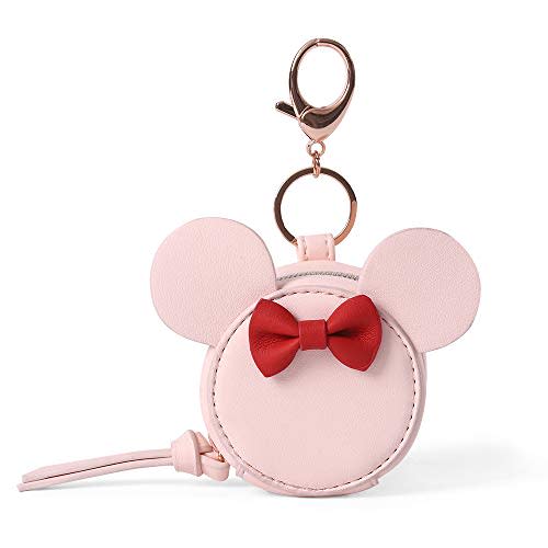 Miss Fong Pacifier Case with Clip, Holder Pouch Cover, Charm Pod with Clasp, Holds 2 Pacifiers or Nipple Shields (Bow Pink)