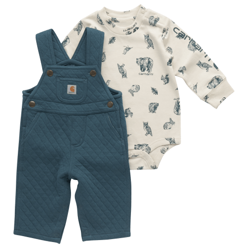 Carhartt Long-Sleeve Bodysuit and Quilted Overalls Set for Babies