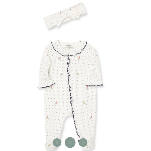 Rosebud 2-Way-Zip Footed One-Piece and Headband