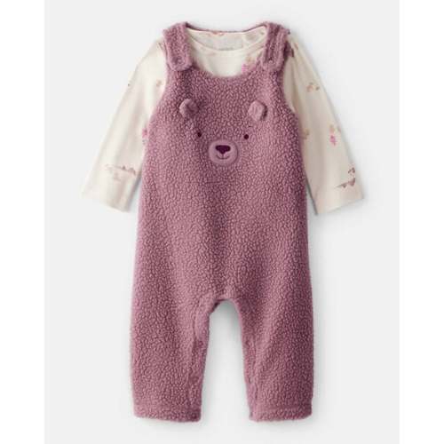 Baby Girl 2-Piece Bear Sherpa Long-Sleeve Snug Fit Overall Set - Purple - Carter's | Carter's