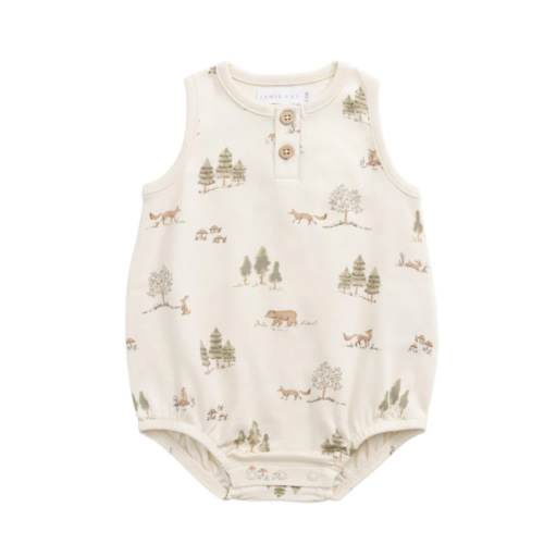 Organic Cotton Archie Playsuit - Pine Forest Friends – Jamie Kay USA