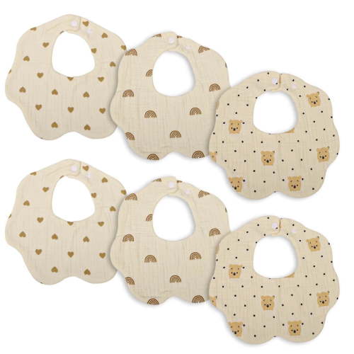 WinReal Baby Drool Bibs for Boys Girls 6pack Muslin Cotton Dribble Bibs Super Absorbent Cotton Teething Bibs Drooling Bibs