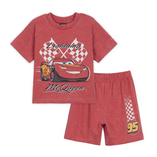 Disney Cars Toddler Boys' 2-Piece T-Shirt and Shorts Set Mineral Red McQueen