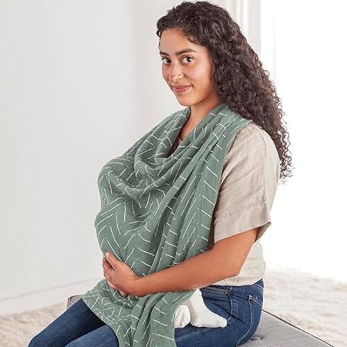 Itzy Ritzy Breastfeeding Boss Multi-Use Cover – A Nursing Cover, Swaddle, Car Seat Wrap, Tummy Time Mat & Burp Cloth All in One – Made of Soft Muslin Fabric & Measures 47” x 47” (Checkerboard)