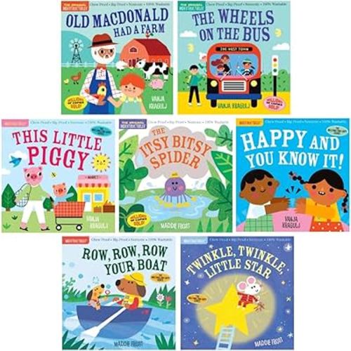 Indestructibles Series Beloved Classics 7-Book Collection Set - Baby-Proof Nursery Rhyme Books for Early Learning - Old MacDonald Had a Farm, Wheels on the Bus, This Little Piggy, Happy and You Know It!, Itsy Bitsy Spider, Row, Row, Row Your Boat, Twinkle