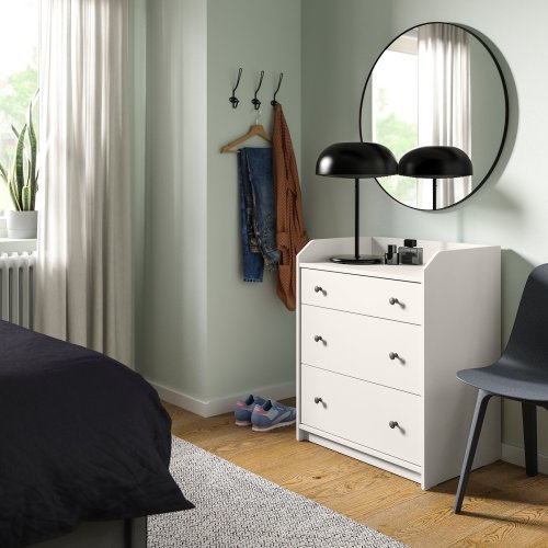 HAUGA 3-drawer dresser - white 27 1/2x18 1/8x33 1/8 "