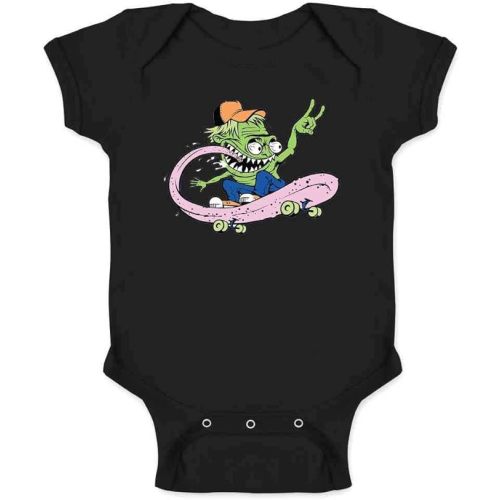 Pop Threads Skateboard Monster Retro Cool Funny Infant Baby Boy Girl Bodysuit