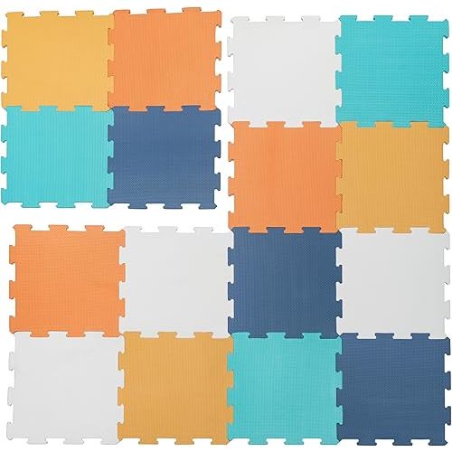 Enovoe Baby Play Mat for Floor - Non-Toxic, Interlocking EVA Foam Mats -16 Pcs - Cushioned Foam Puzzle Floor Mat for Kids & Infants - Ideal for Playrooms, Nurseries, and Home Gyms (12" x 12")