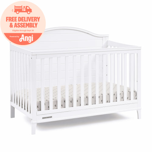 Delta Children Phoebe 6-in-1 Convertible Crib - Greenguard Gold Certified, Bianca White