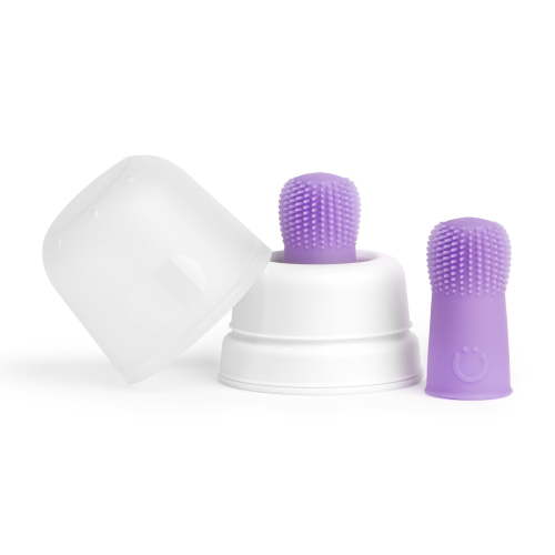 Ubbi 2 Finger Toothbrushes & Case, Purple, Soft