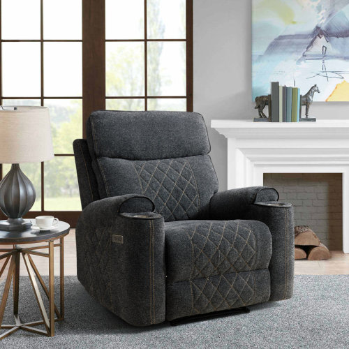 Latitude Run® 38.2" Wide Classic and Soft Chenille Power Standard Recliner with Cup Holder and USB Port & Reviews | Wayfair