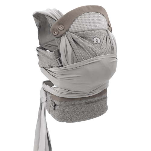 Boppy Baby Carrier—ComfyChic | Pearl Gray with Vegan Leather Accent and Waist Pocket| Hybrid Wrap | 4 Carrying Positions, 0m+ 8-35lbs | Soft Yoga-Inspired Fabric with Integrated Storage Pouch