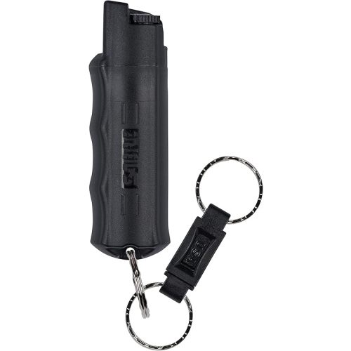 SABRE Pepper Spray with Quick Release Keychain for Self Defense – Maximum Strength OC Spray with UV Marking Dye, Twist Lock Safety, Finger Grip, 10‑Second Spray, 14‑ft Range, Made in USA, 0.54 fl oz