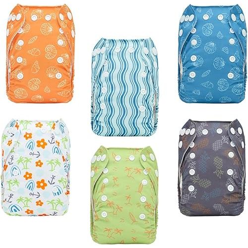 ALVABABY Baby Pocket Newborn for Less Than 12pounds Baby Snaps Cloth Diapers Nappy 6pcs with 12 Inserts 6SVB132