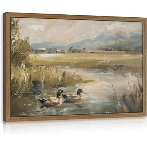 Vintage Mallard Duck Picture Wall Art Nursery Lake House Decor 12x16 Framed
