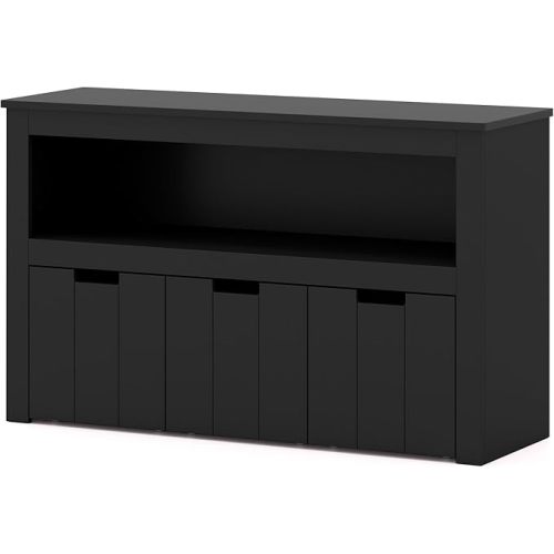 Toy Storage Organizer, Kids Bookshelf w/Removable Drawers, Playroom Organization & Storage, Small Bookcase for Children, Book Shelf for Kids Rooms, Living Room, Nursery (Black, 40''W)