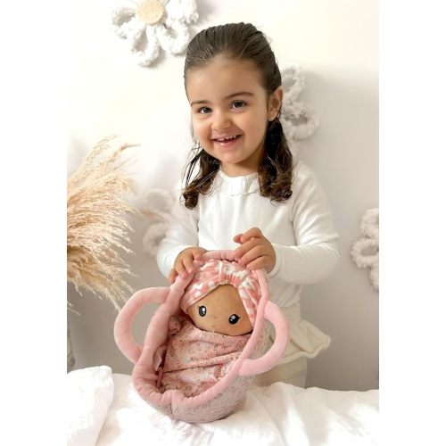LeyaDoll Soft Baby Doll Gift Set - First Baby Doll Accessories Plush Rag Sleeping Cuddle Buddy Doll Toy Mini Pink Set for Kids Girls (9'') - Pudding Baby-Tanned