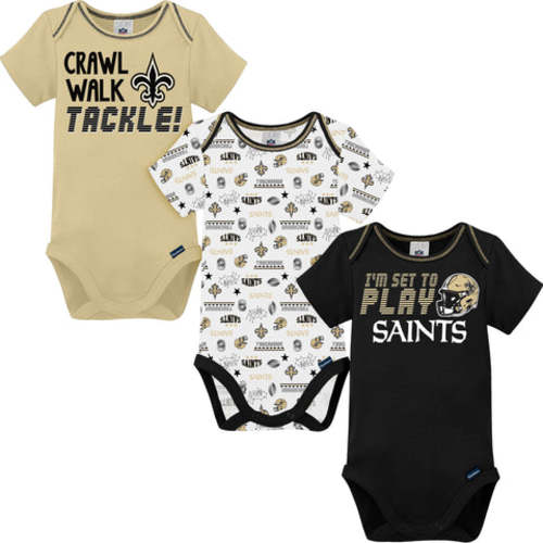 3-Pack Baby Boys Saints Short Sleeve Bodysuits