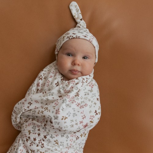 Organic Swaddle Blanket & Hat Set - Garden