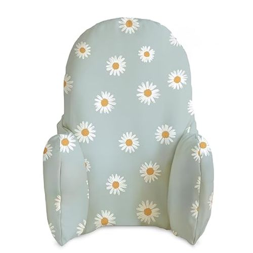 Yeah Baby Goods Wipeable Cushion Cover (SkyBlue Daisies) - Compatible with the IKEA Antilop Highchair - Soft, Waterproof Baby High Chair Cover