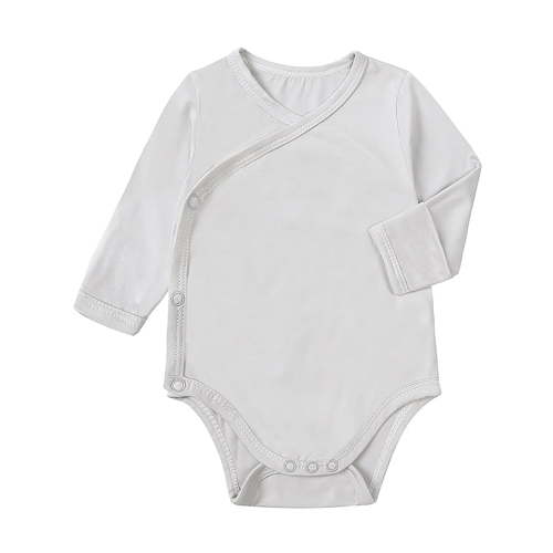 WIBACKER Bamboo Viscose Unisex Infant Baby Long Sleeve Side-snap Kimono Bodysuits with Mitten Cuffs for 0-18M