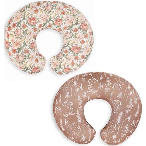 Little Jump Nursing Pillow Cover, Vintage Floral | 2 Pack, Western Wild Flowers, Soft Stretchy Fabric, Easy-On Slipcover, For Updated Designed Breastfeeding Pillows