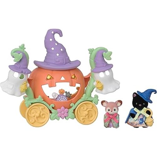 Sylvanian Families EPOCH SE-216 Seasonal Halloween Ghost and Pumpkin Carriage Set, ST Mark Certified, Toy for Ages 3 and Up