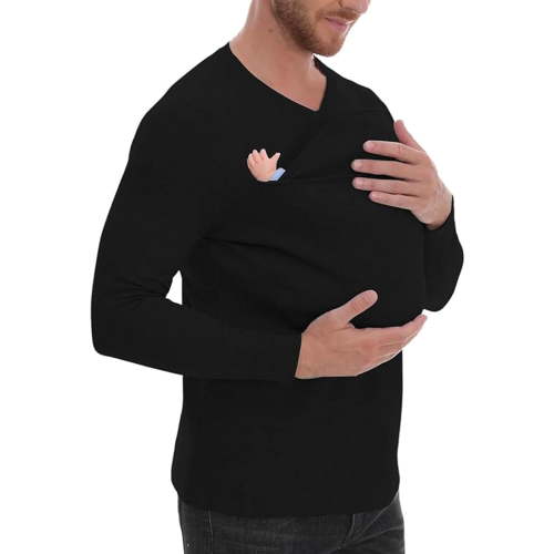 Mens Baby Carrier T Shirt, Kangaroo Shirt for Dad and Baby, Kangaroo Pocket T-Shirt for Men