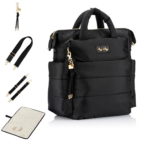 Itzy Ritzy Dream Convertible Diaper Bag Tote Backpack - Baby Diaper Bag with 14 Pockets, Changing Pad & More (Midnight Black)