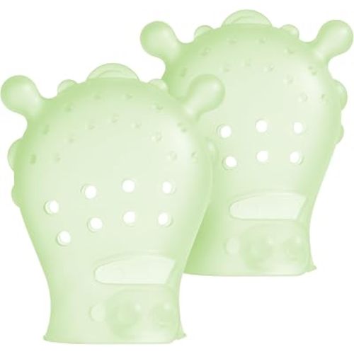 Olababy Silicone Newborn Mittens No Scratch, Mouthing Teething, (Kiwi)