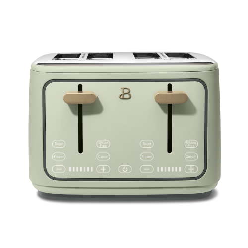 Free Shipping! Beautiful 4-Slice Toaster with Touch-Activated Display Sage Green, 7 Settings, Wide Slots