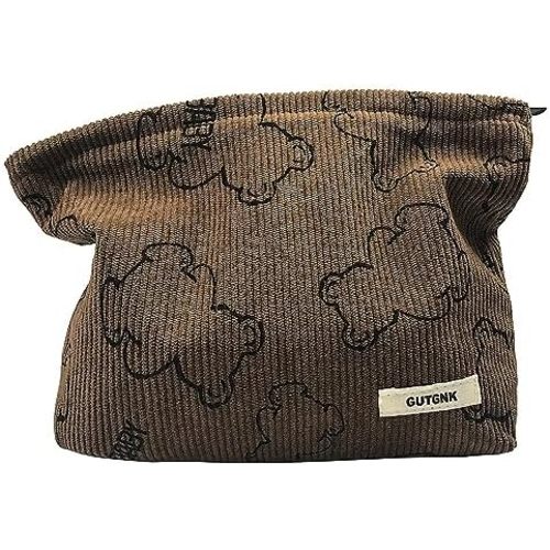 GUTGNK Women's Cosmetic Bag, Cute Bear Travel Cosmetic Bag Small Cosmetic Bag Skin Care Cosmetic Change and Wash Convenient Handbag Zipper Storage Bag