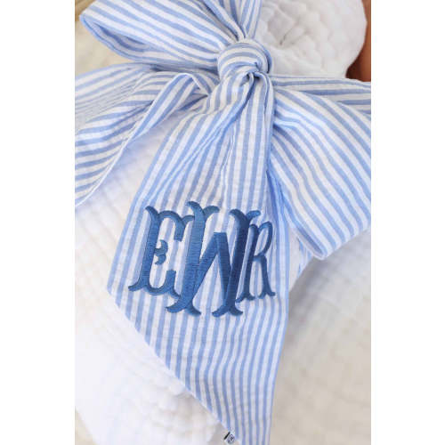 Personalized Newborn Bow Sash | Seersucker