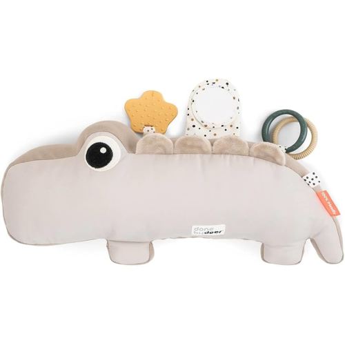 Done by Deer Tummy Time Pillow 3-6 Months - Activity and Tummy Time Toy for Baby 3 Months+ - Soft Floor Pillow with Baby Teething Toys, Small Mirror, Tags, and Crinkle Sounds for Sensory Exploration