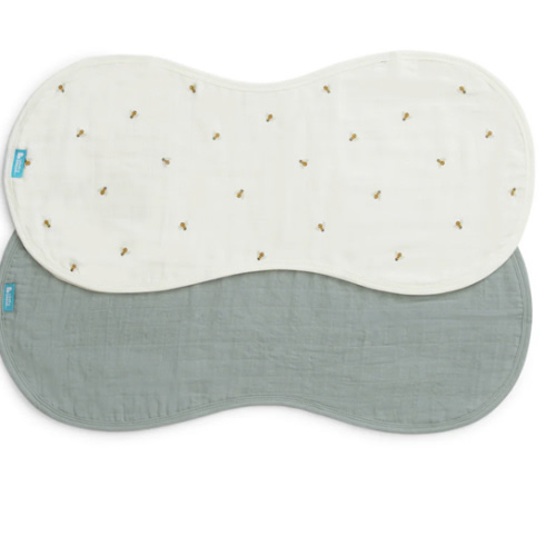 Burp Cloth 2 Pack Cotton Cream Bees