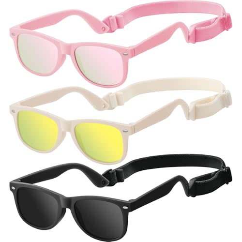 Baby Infant & Toddler Sunglasses with Strap, Boys & Girls 0-24Months, UV400 | Flexible TPEE Rubber Frame, Comfortable Fit, Outdoor Travel Ready