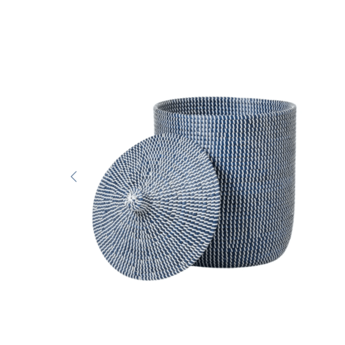 Roslyn Navy & White Seagrass Tall Basket – The Well Appointed House