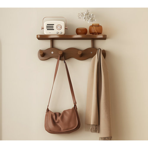 Dakota Fields Wall Mounted Coat Rack With 4 Hooks And Floating Shelf - Space Saving Entryway Organizer For Hats, Jackets, Keys In Kitchen, Bedroom, Bathroom | Wayfair