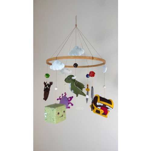 D & D Themed Baby Mobile Mimic Beholder Hanging Nursery Decor D20