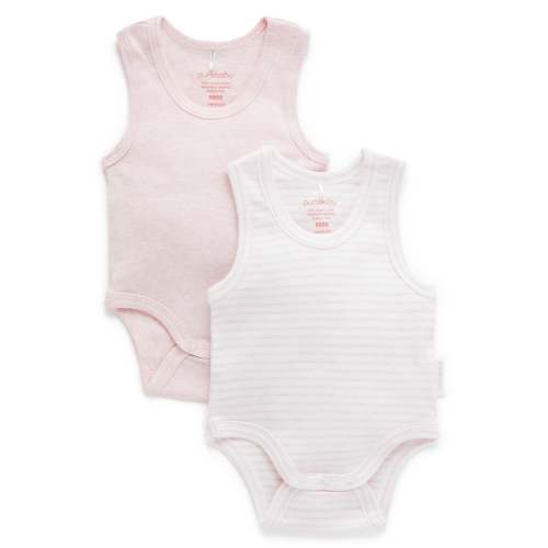 Pink 2 Pack Rib Bodysuit - Baby Bodysuits - Purebaby - Purebaby