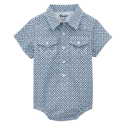 Wrangler Infant Short Sleeve Blue Cross Diamond Bodysuit