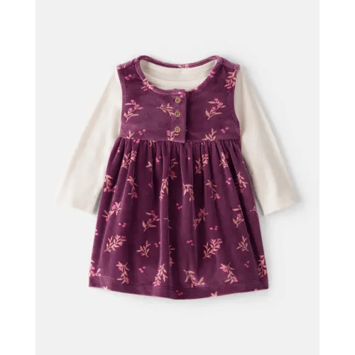 Baby Girl Flowers Print Velour Sleeveless Dress Set - Purple - Carter's | Carter's